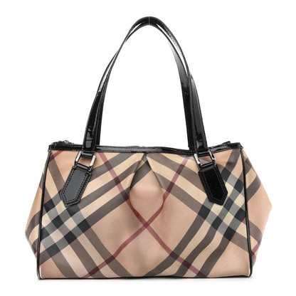 Burberry Patent Trim Supernova Check Medium Melbury Tote Black 1 of 14