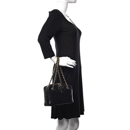 Chanel Lambskin Chevron Quilted Camera Case Black 2 of 11