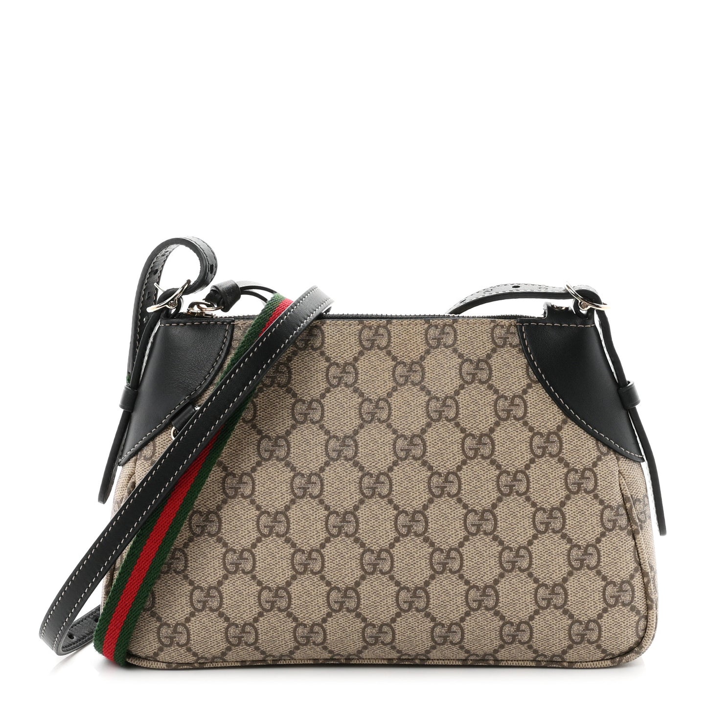 GG Supreme Monogram Textured Calfskin Small Emblem Shoulder Bag Beige Black