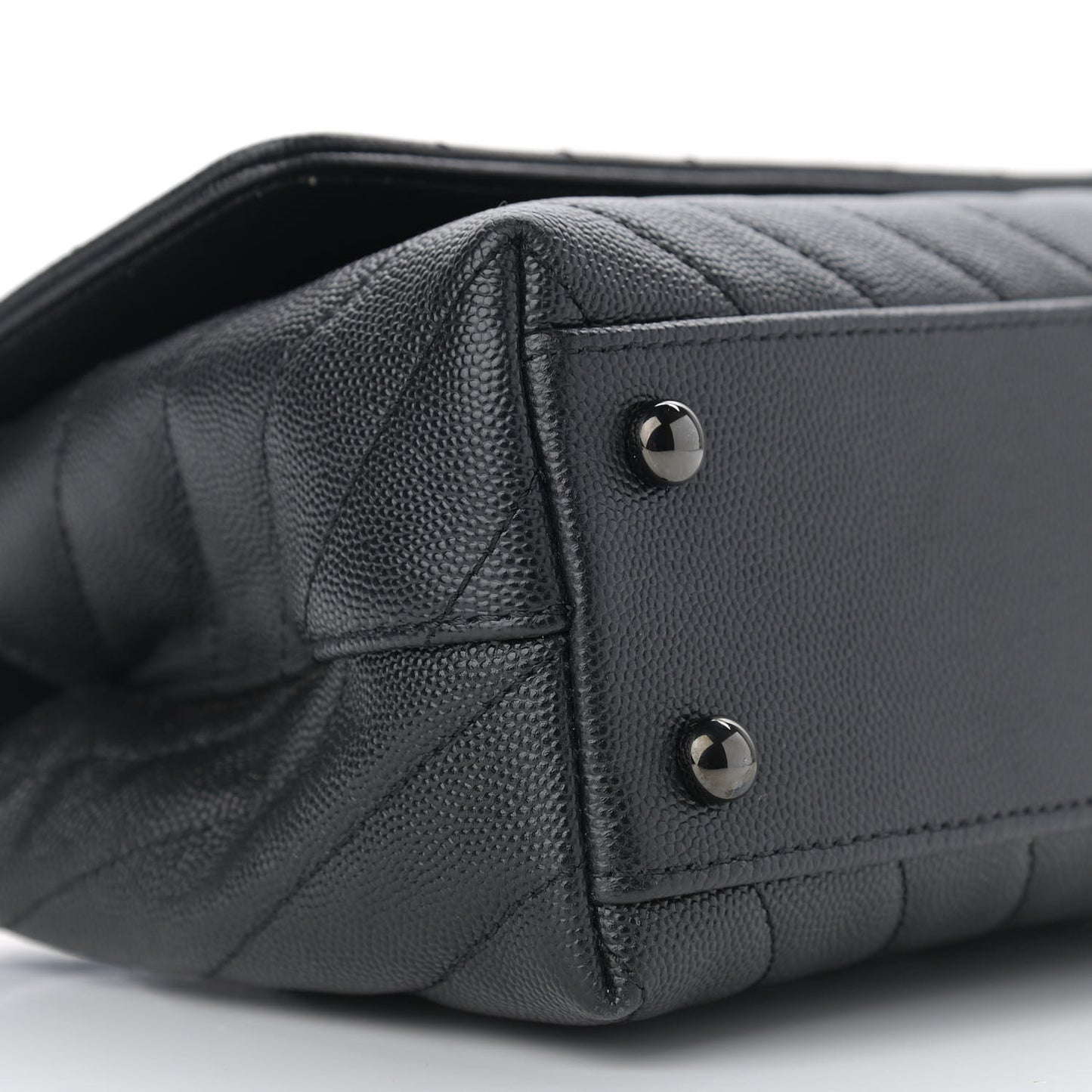 Caviar Chevron Quilted Mini Coco Handle Flap So Black