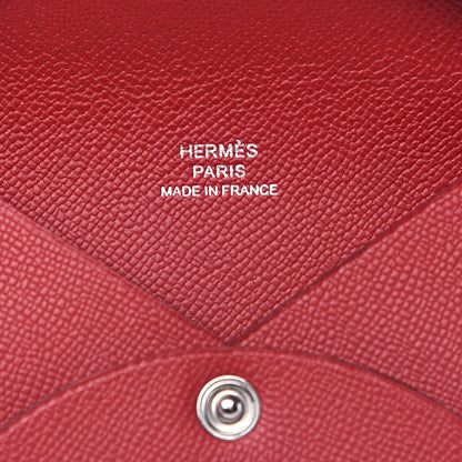 Hermes Madame Calfskin Calvi Card Case Rouge Piment 6 of 8