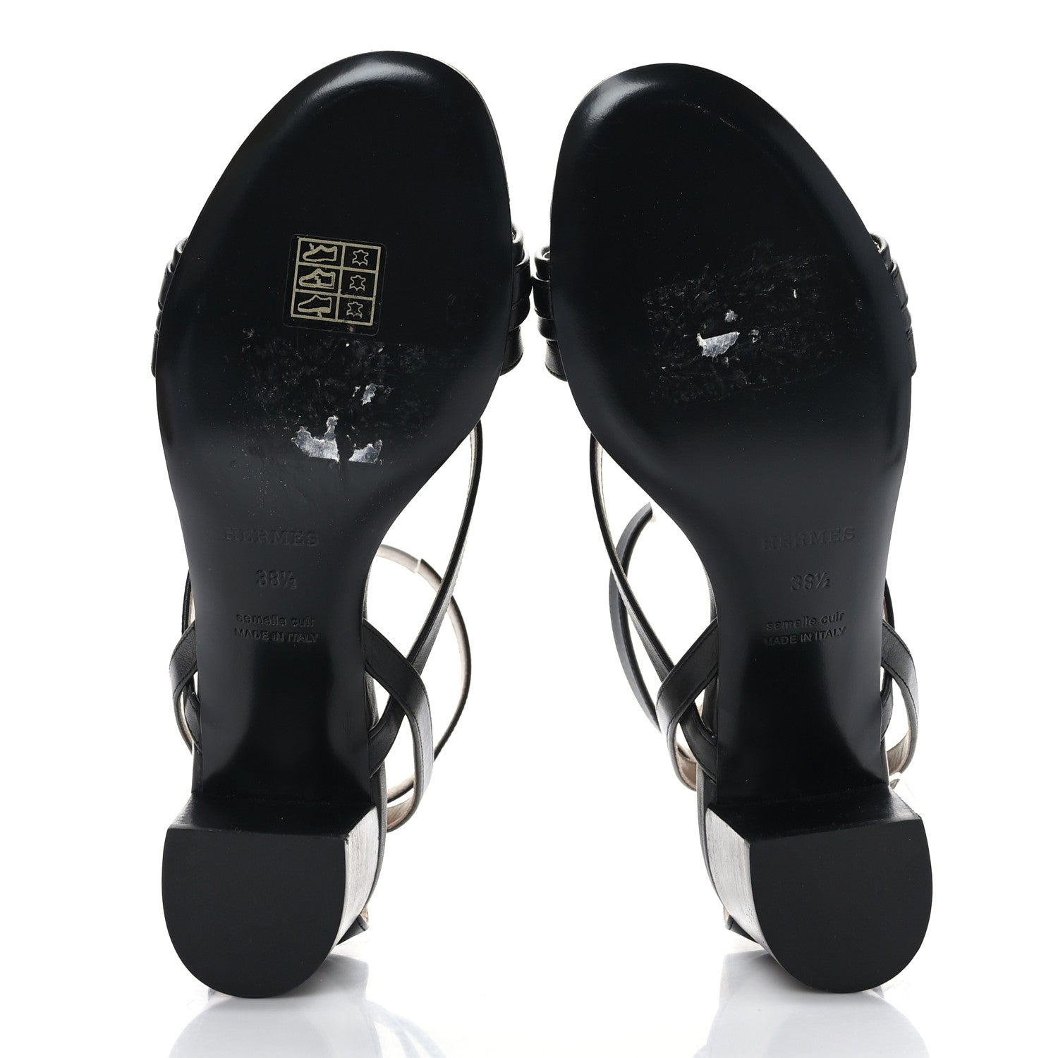 Hermes Calfskin Anthinea Sandals 38.5 Black 3 of 8
