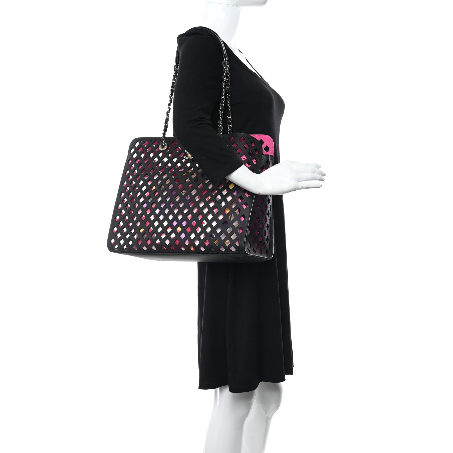 Chanel Lambskin Sea Through Tote Black Multicolor 2 of 12