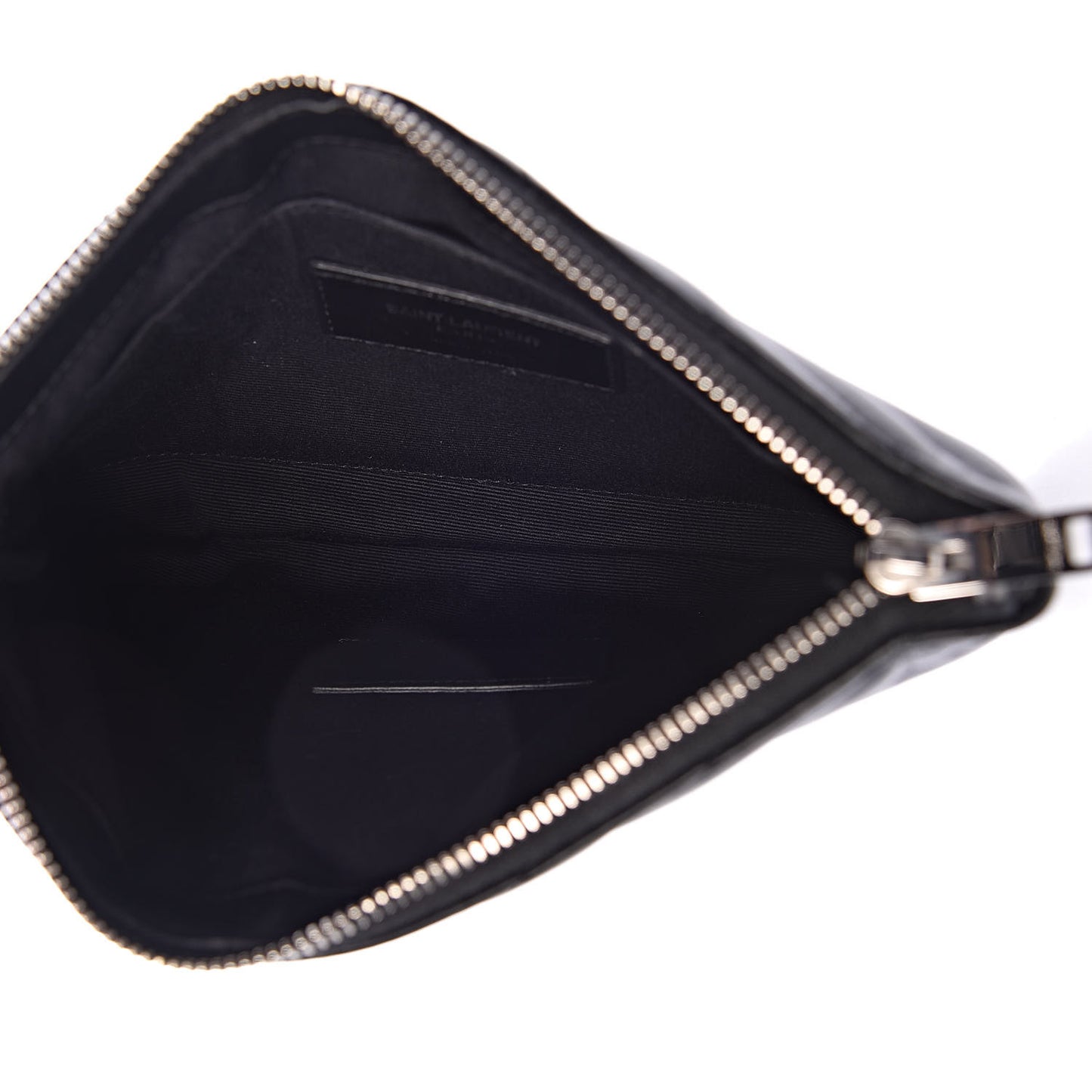 Calfskin Matelasse Chevron Monogram Pouch Black