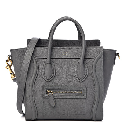 Celine Drummed Calfskin Nano Luggage Kohl 1 of 10