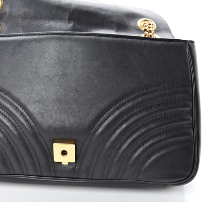 Gucci Calfskin Matelasse Medium GG Marmont Shoulder Bag Black 14 of 15