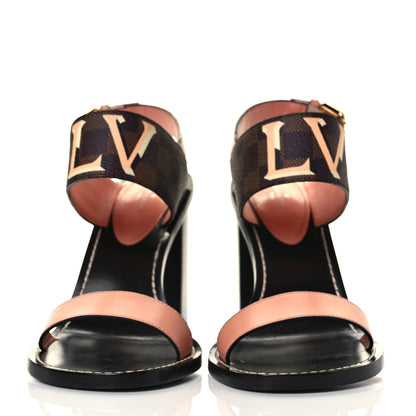 Louis Vuitton Calfskin Damier Ebene Passenger Heeled Sandals 40 3 of 18