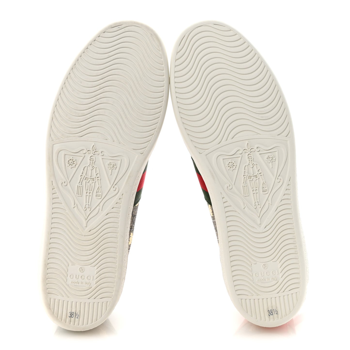 GG Supreme Monogram Bees Ayers Web Womens Ace Sneakers 38.5 Beige Oro Green Red