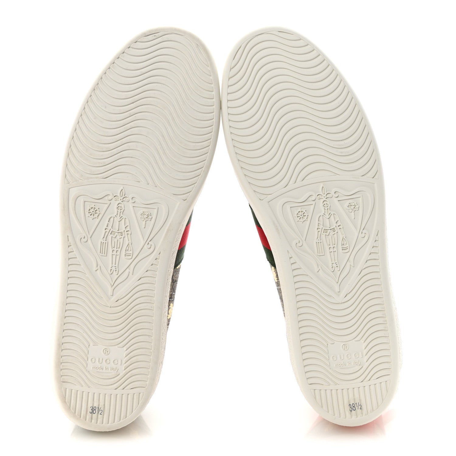Gucci GG Supreme Monogram Bees Ayers Web Womens Ace Sneakers 38.5 Beige Oro Green Red 6 of 10