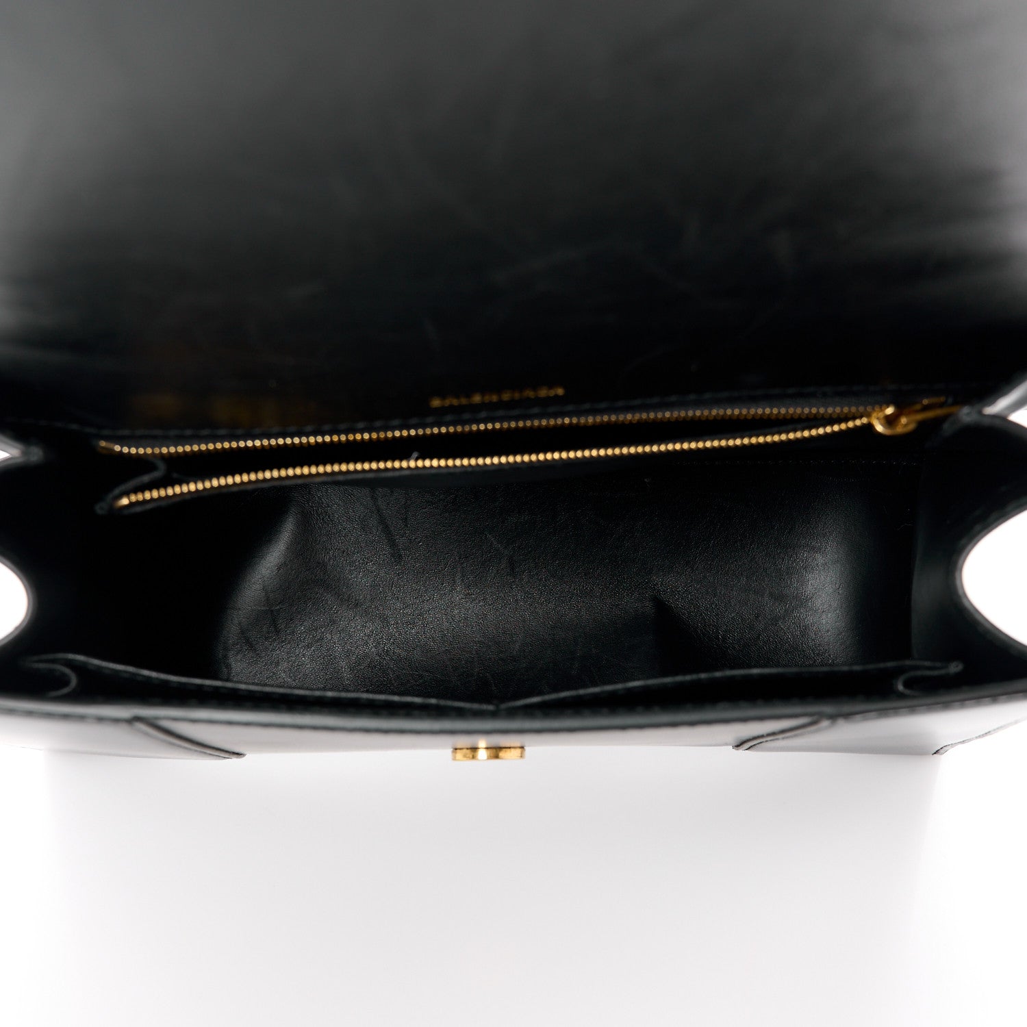 Balenciaga Shiny Box Calfskin Medium Hourglass Top Handle Bag Black 5 of 12