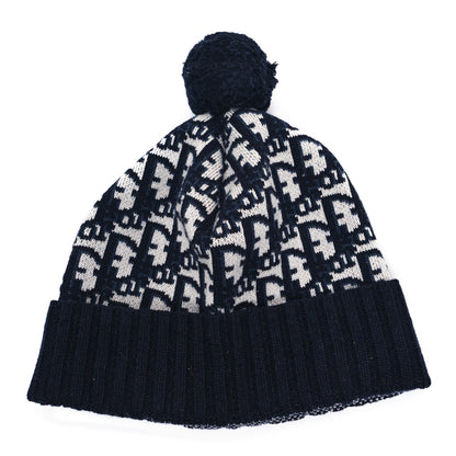 Christian Dior Cashmere Oblique PomPom Beanie Navy Blue 1 of 4