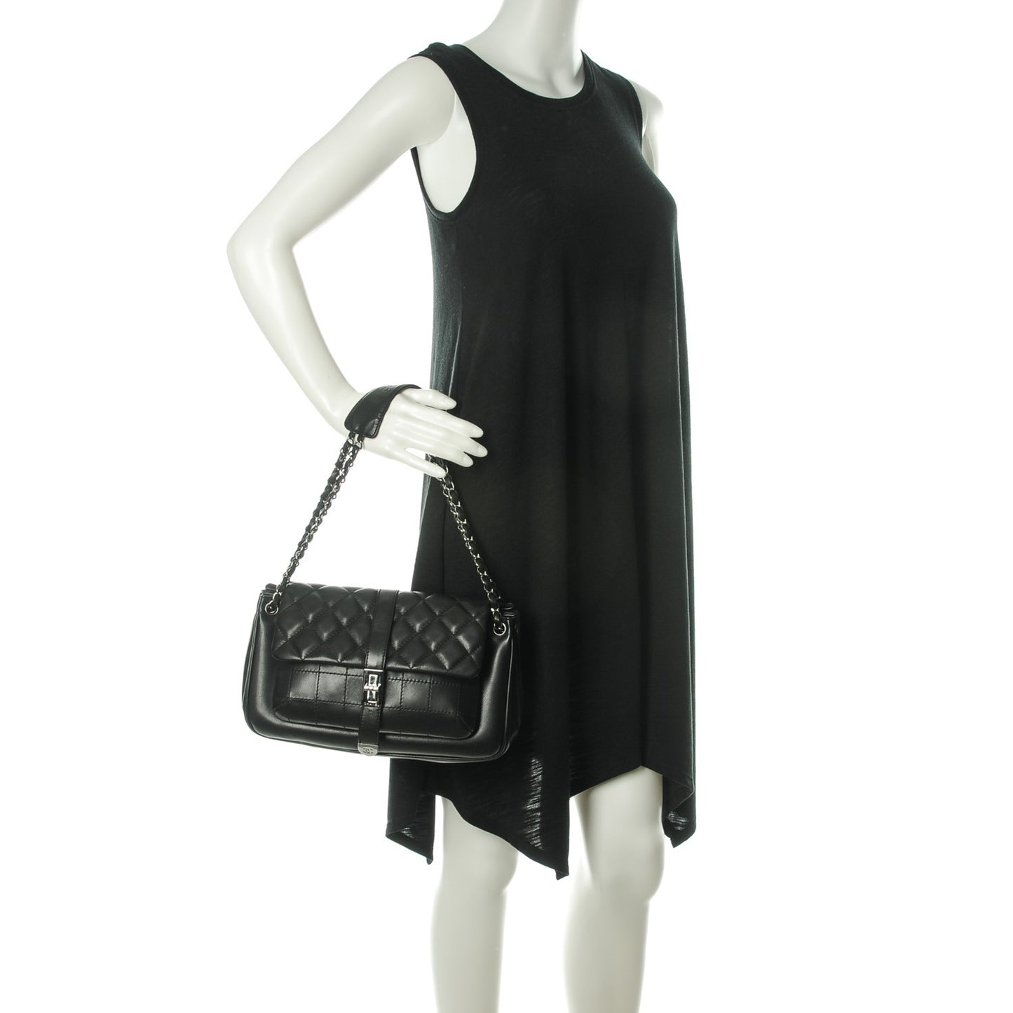 Lambskin Quilted Accordion Mademoiselle Flap Black