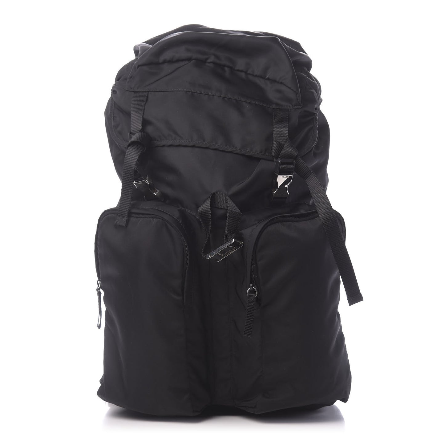 Technical Nylon Double Buckle Backpack Black