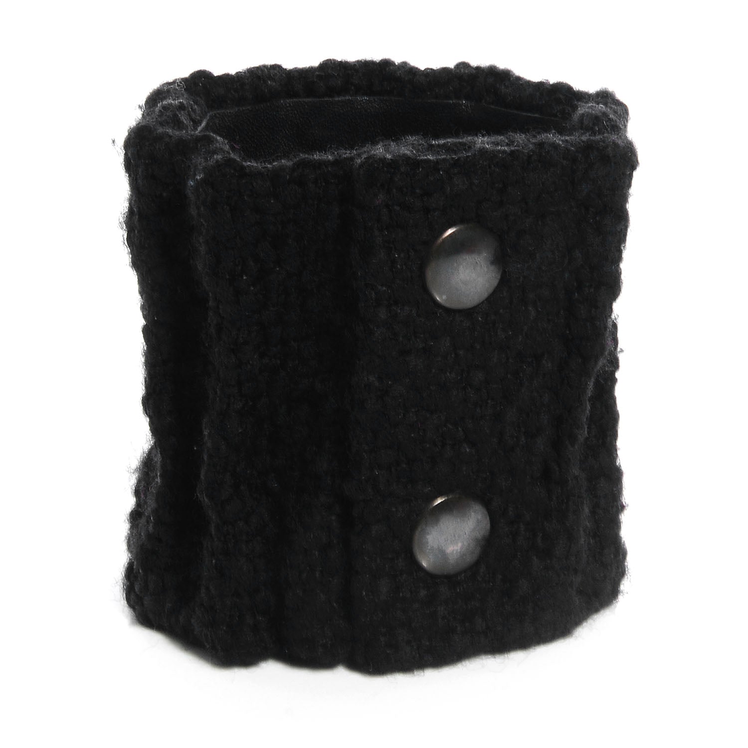 Chanel Tweed Cuff w Removable Gripoix Brooch Black 4 of 14
