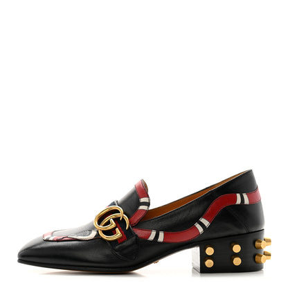 Gucci Malaga Kid Web Kingsnake GG Peyton Loafer Pumps 36 Black 1 of 10