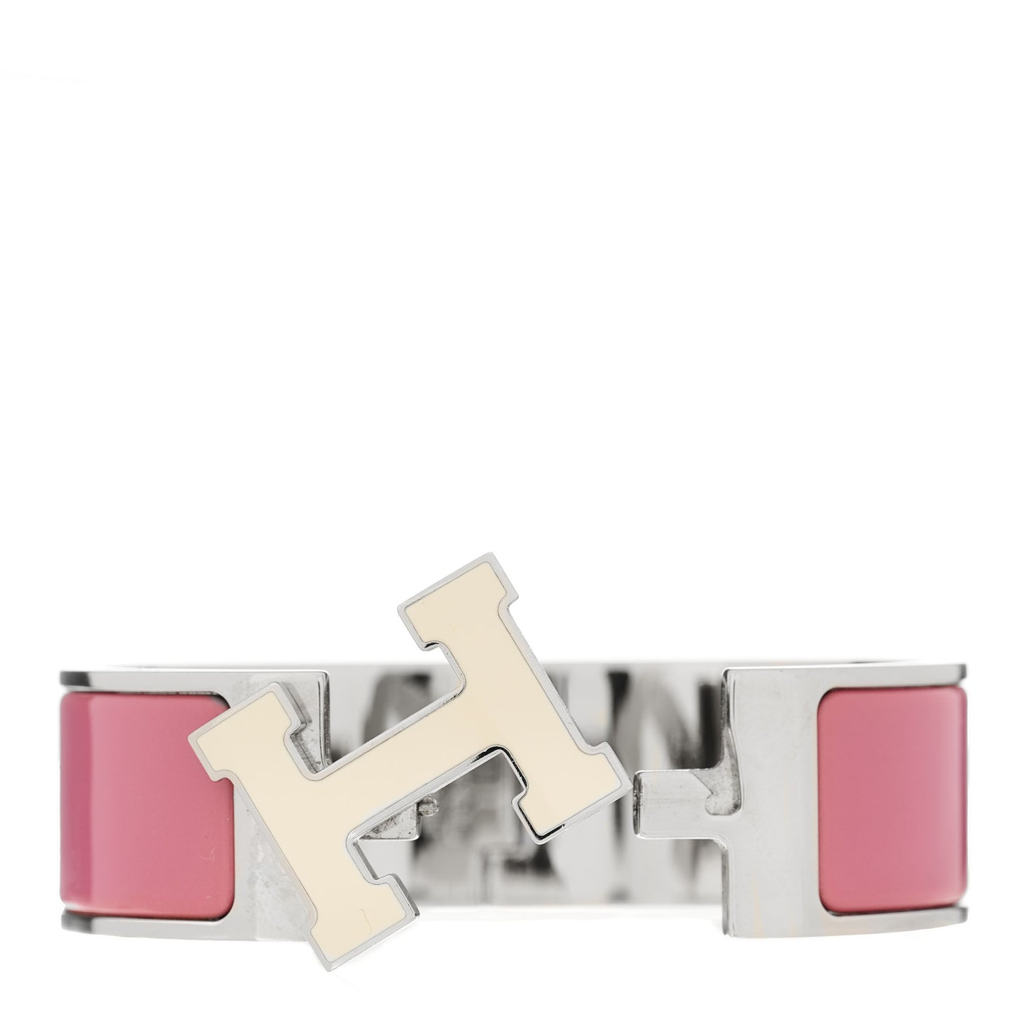 Enamel Wide Clic Clac H Bracelet PM Vieux Rose White