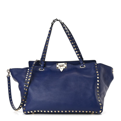 Valentino Garavani Vitello Medium Rockstud Tote Blue China 1 of 11