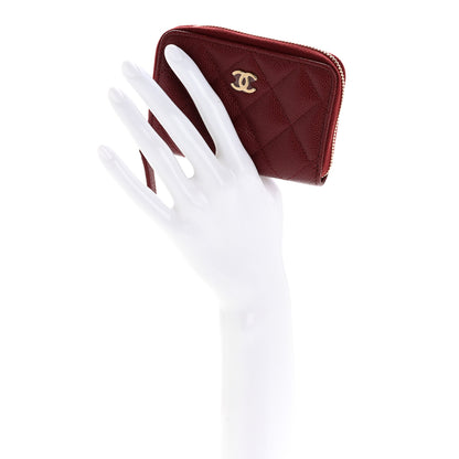 Chanel Caviar Quilted Zip Around Coin Purse Burgundy 2 of 8