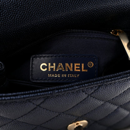 Chanel Iridescent Caviar Quilted Extra Mini Coco Handle Flap Dark Blue 6 of 11
