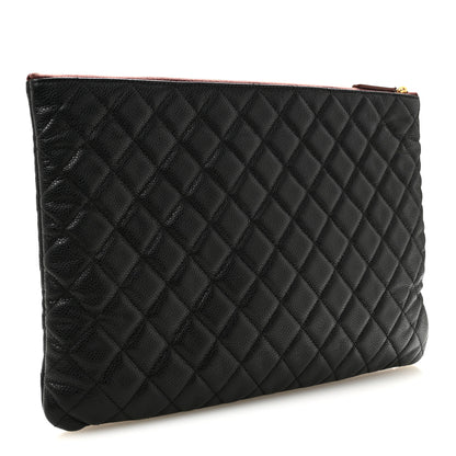 Chanel Caviar Quilted Large Cosmetic Case Black 3 of 9