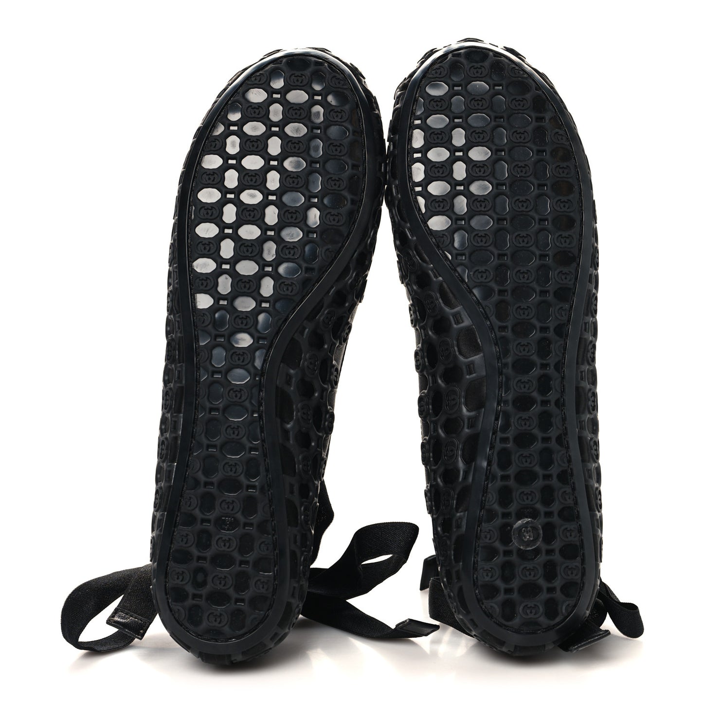 Rubber Satin Ballerina Flats 38 Black