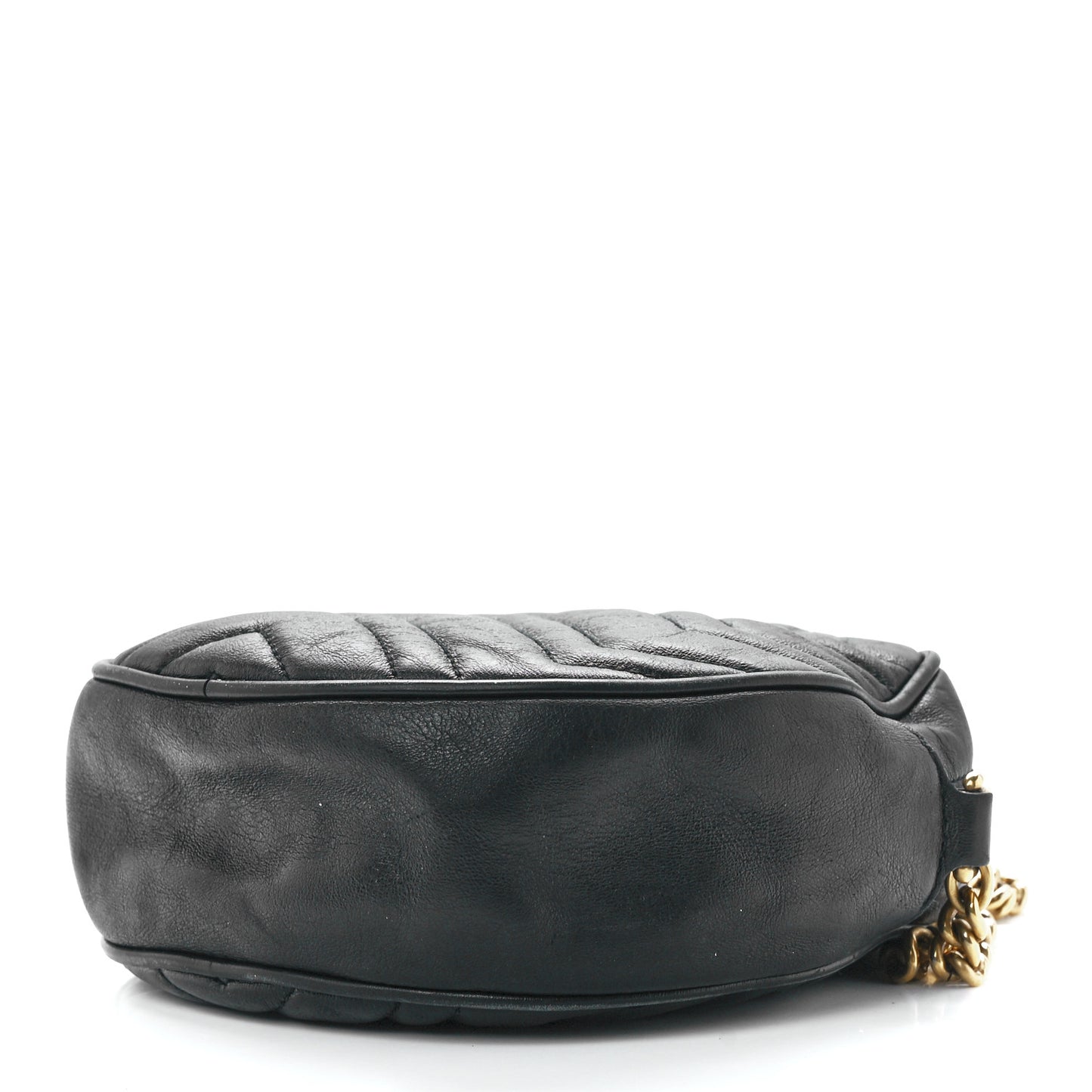 Azalea Calfskin Matelasse Heart Mini GG Marmont Round Shoulder Bag Black
