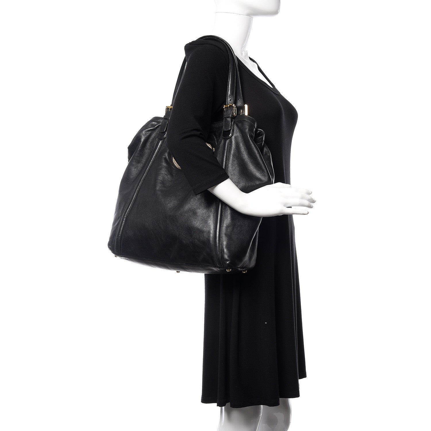 Gucci Calfskin Large Britt Shoulder Bag Black 2 of 14