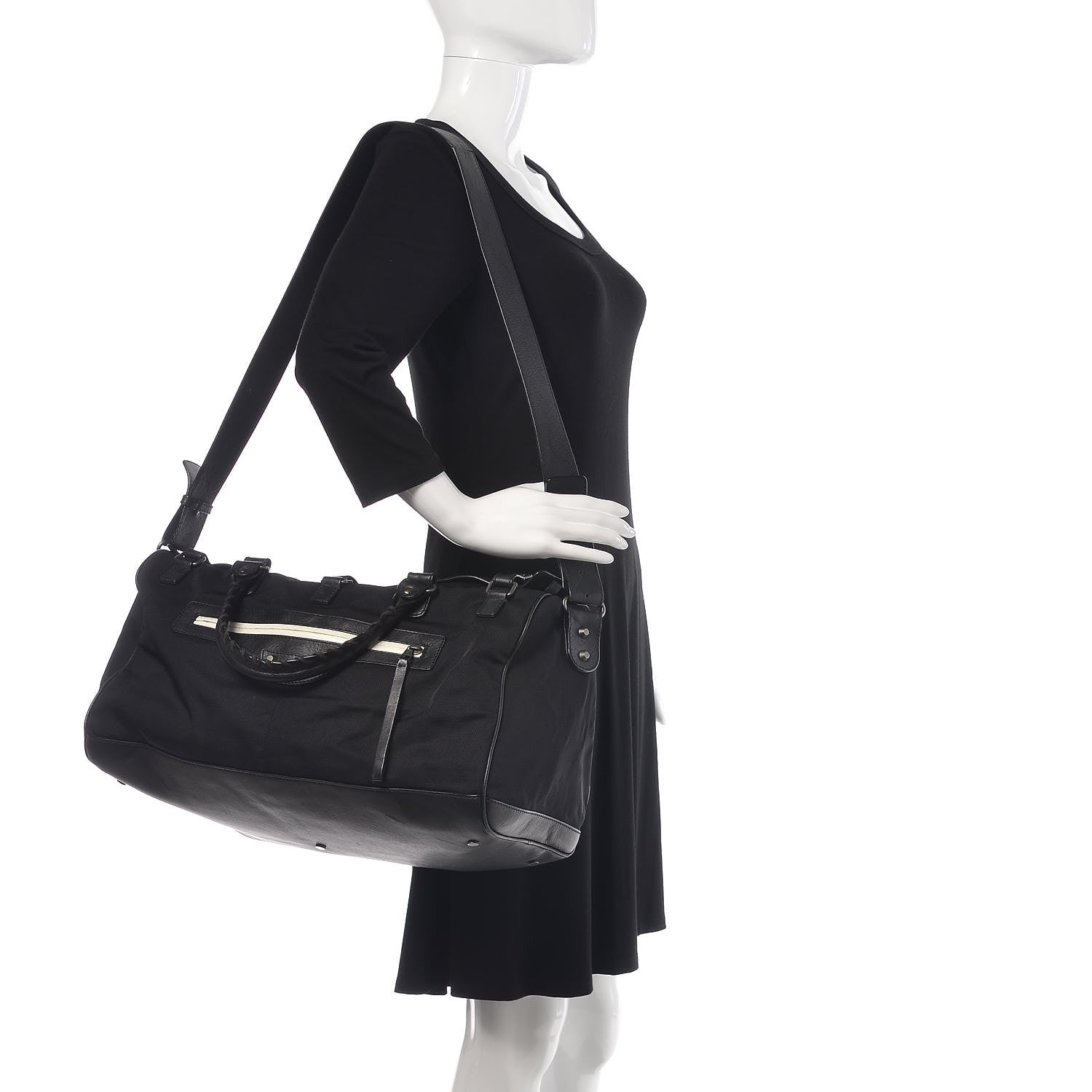 Balenciaga Nylon Agneau Classic Hardware Small Squash Duffle Bag Black 2 of 13