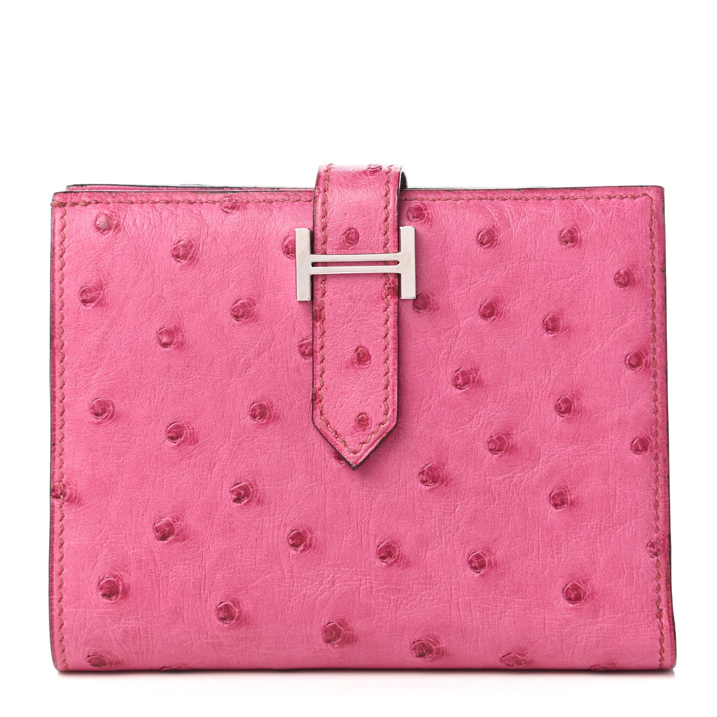 Ostrich Bearn Compact Wallet Fuchsia