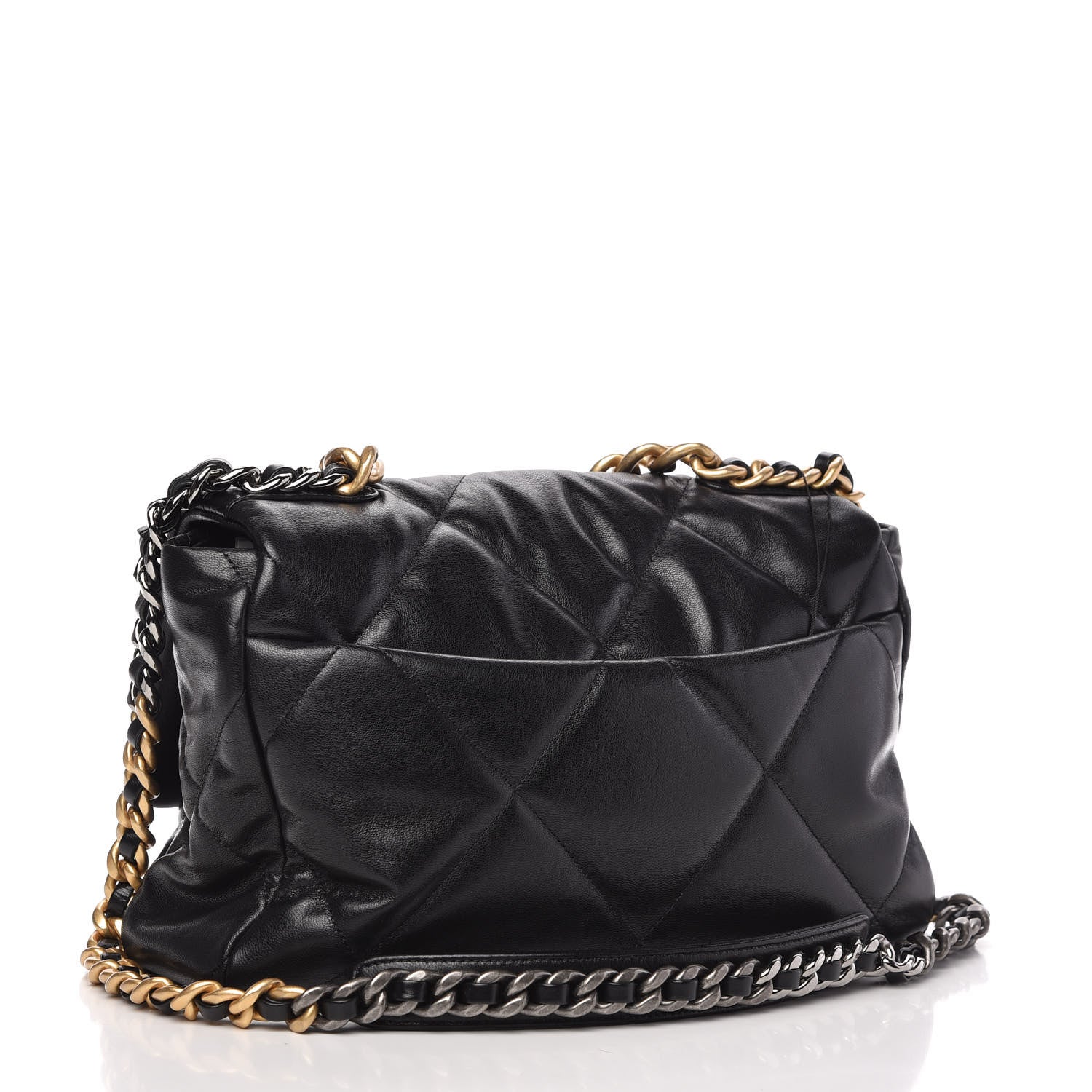 Chanel Shiny Goatskin Quilted Large Chanel 19 Flap Black 3 of 10