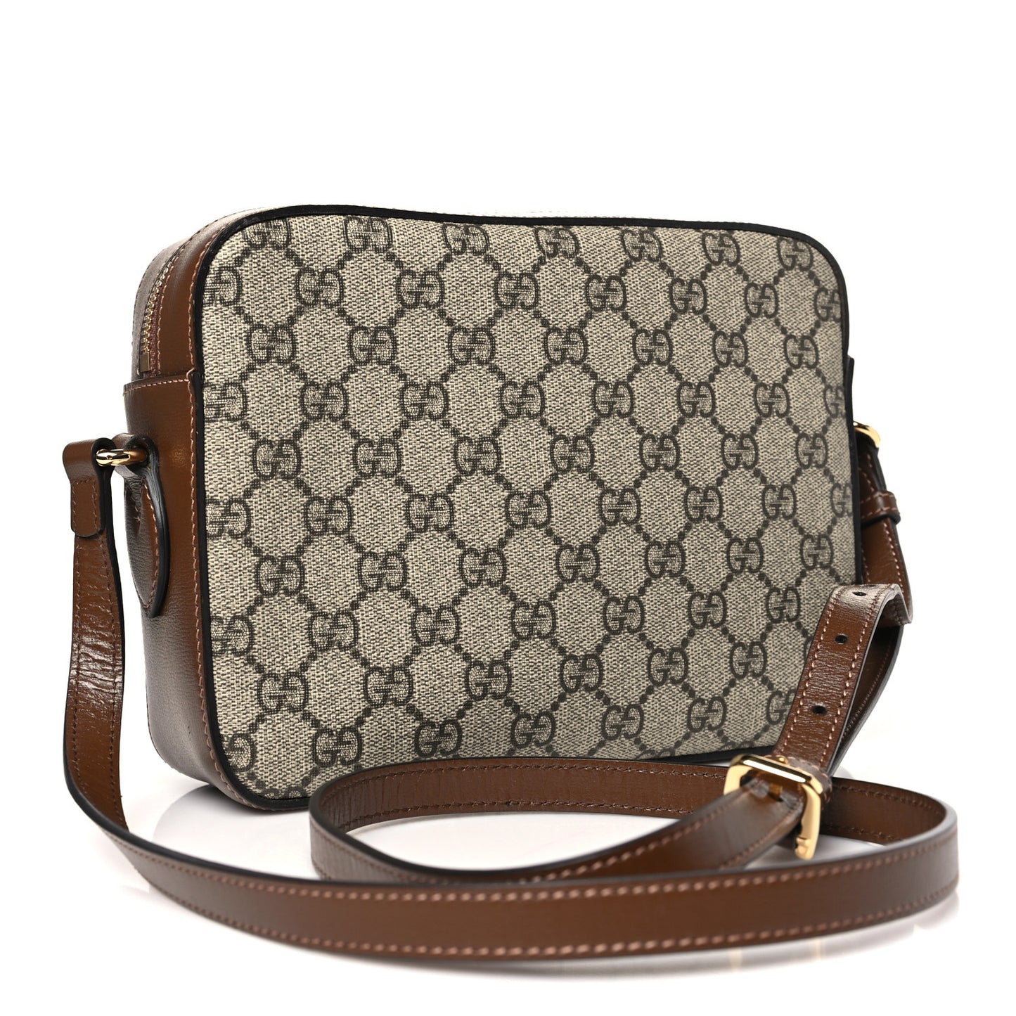 GG Supreme Monogram Small Horsebit 1955 Shoulder Bag Beige Brown Sugar