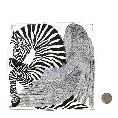 Hermes Silk Zebra Pegasus Nano Scarf 20 Black White 5 of 5