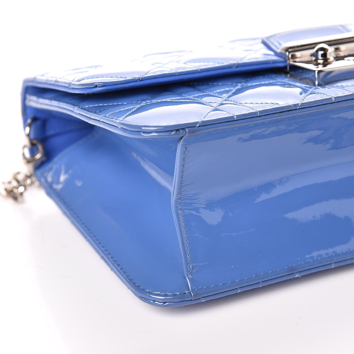 Patent Cannage Miss Dior Promenade Pouch Blue