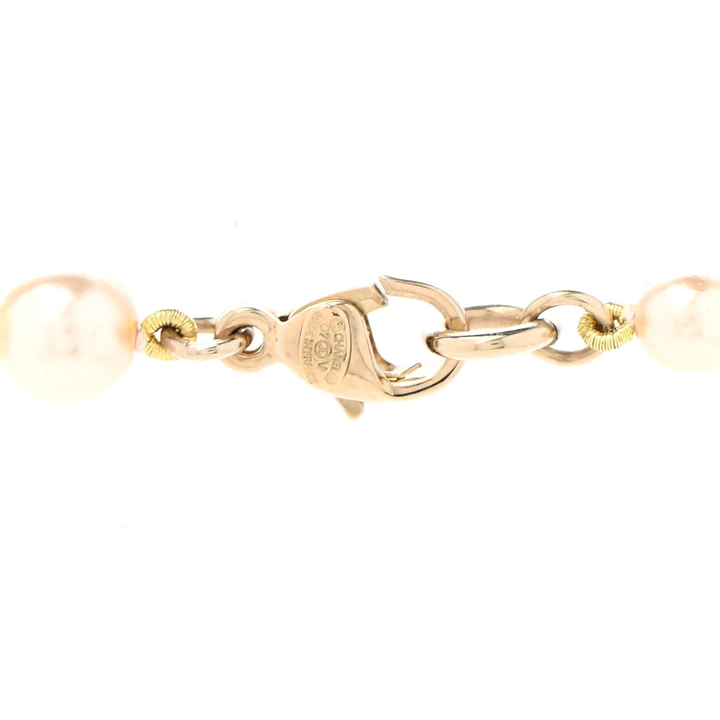 Graduated Pearl CC Long Necklace Gold