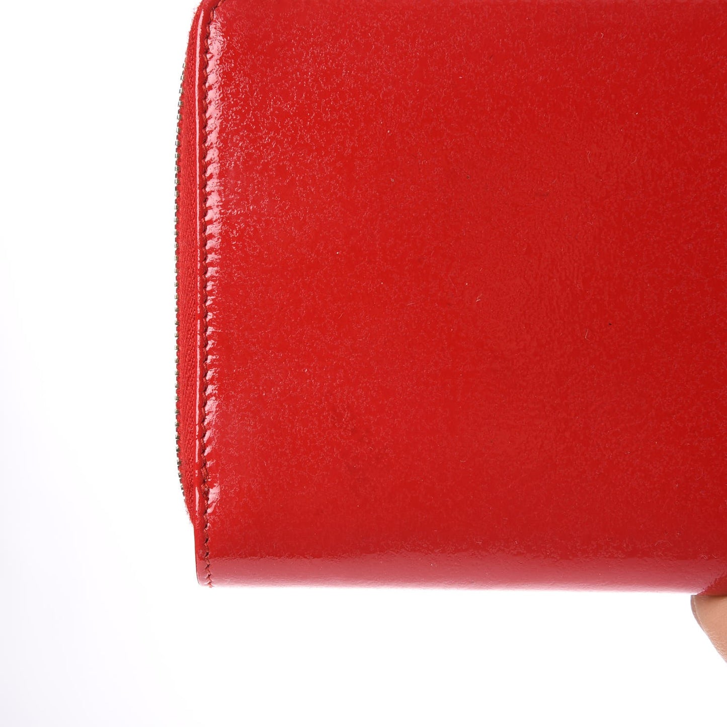 Glossy Nappa Gold Metallic Edge Hardware Zip Around Wallet Rouge Grenade