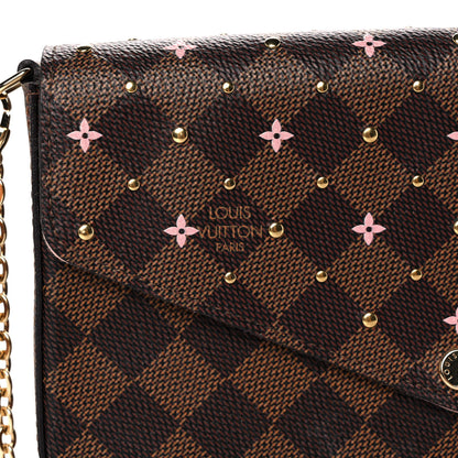 Louis Vuitton Damier Ebene Studded Pochette Felicie Chain Wallet 10 of 13