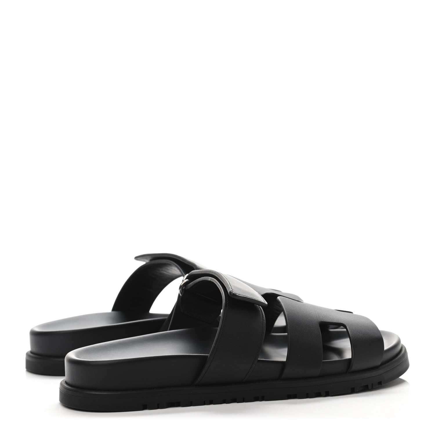 Hermes Calfskin Womens Chypre Sandals 36.5 Black 3 of 4