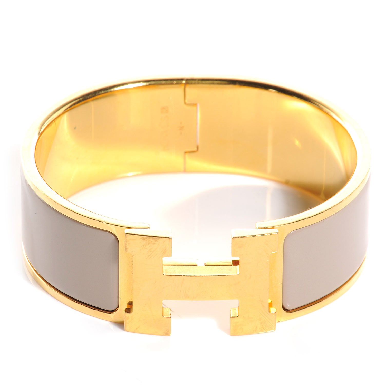 Hermes Enamel Wide Clic Clac H Bracelet PM Etoupe 1 of 5