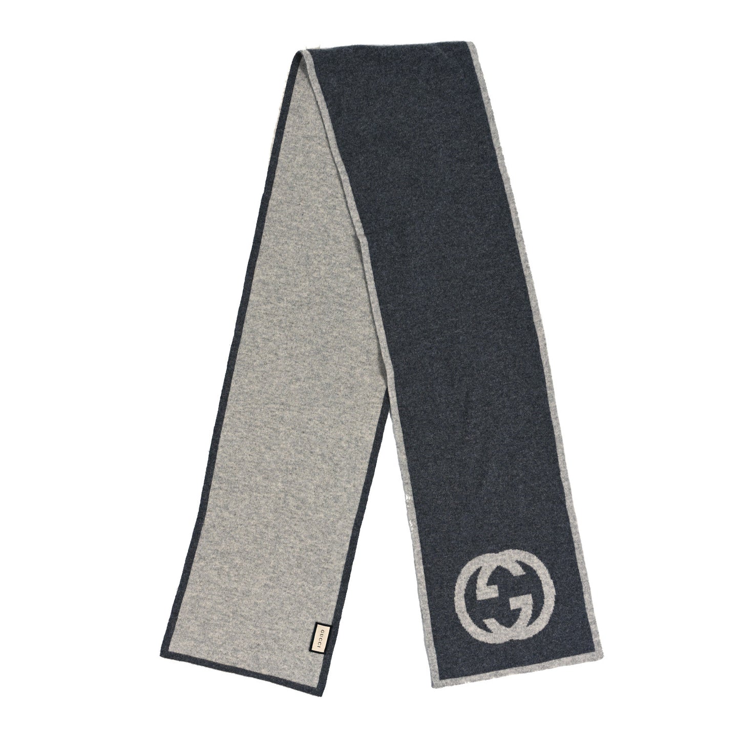 Cashmere Interlocking GG Reversible Scarf Grey
