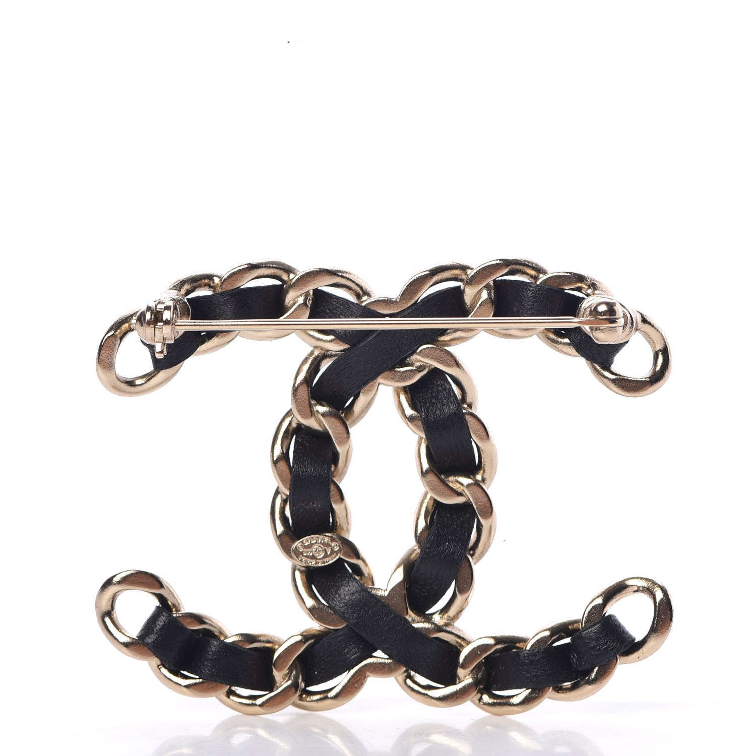 Chanel Lambskin Chain CC Brooch Black Gold 3 of 5