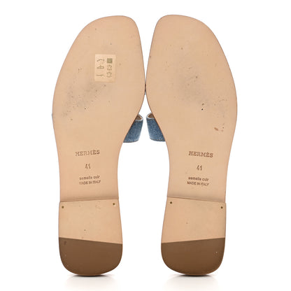 Hermes Denim Canvas Oran Sandals 41 Bleu Clair 5 of 9