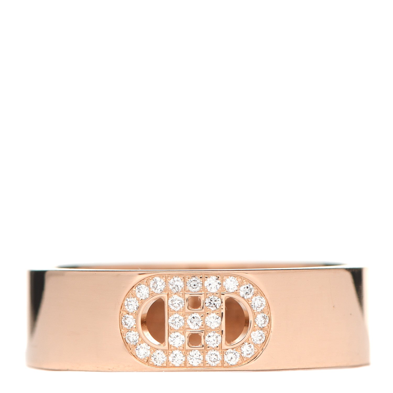 Hermes 18K Rose Gold Diamond PM H D'Ancre Ring 53 6.25 1 of 5