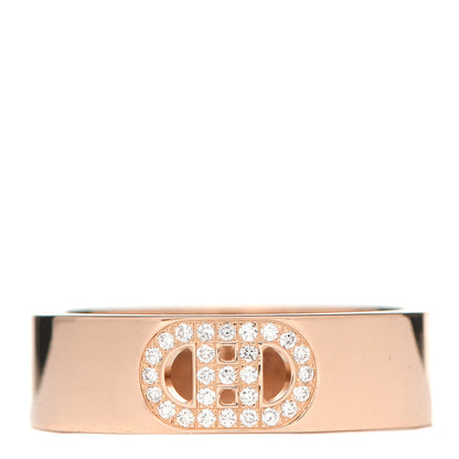 Hermes 18K Rose Gold Diamond PM H D'Ancre Ring 53 6.25 1 of 5