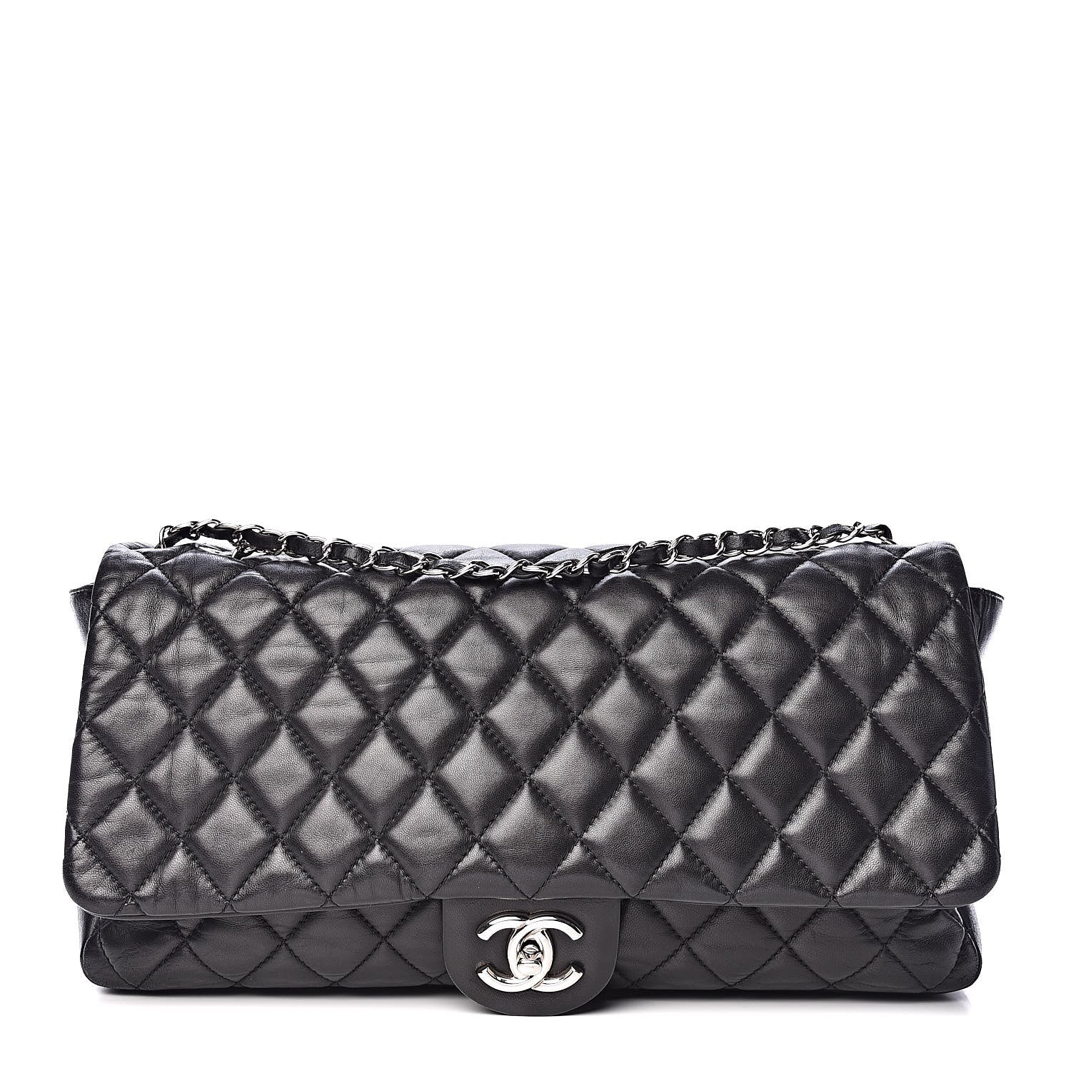 Chanel Lambskin Quilted Jumbo Coco Rain Flap Black 1 of 14