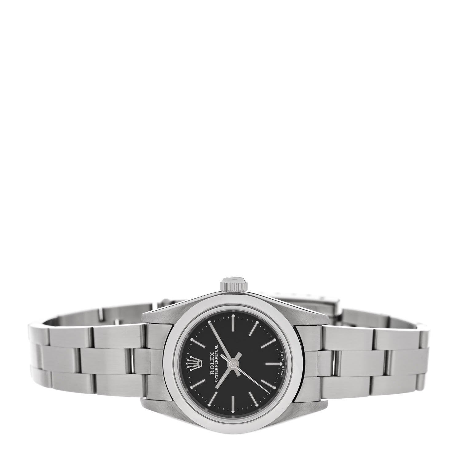 Rolex Stainless Steel 24mm Oyster Perpetual Watch Black 76080 2 of 4