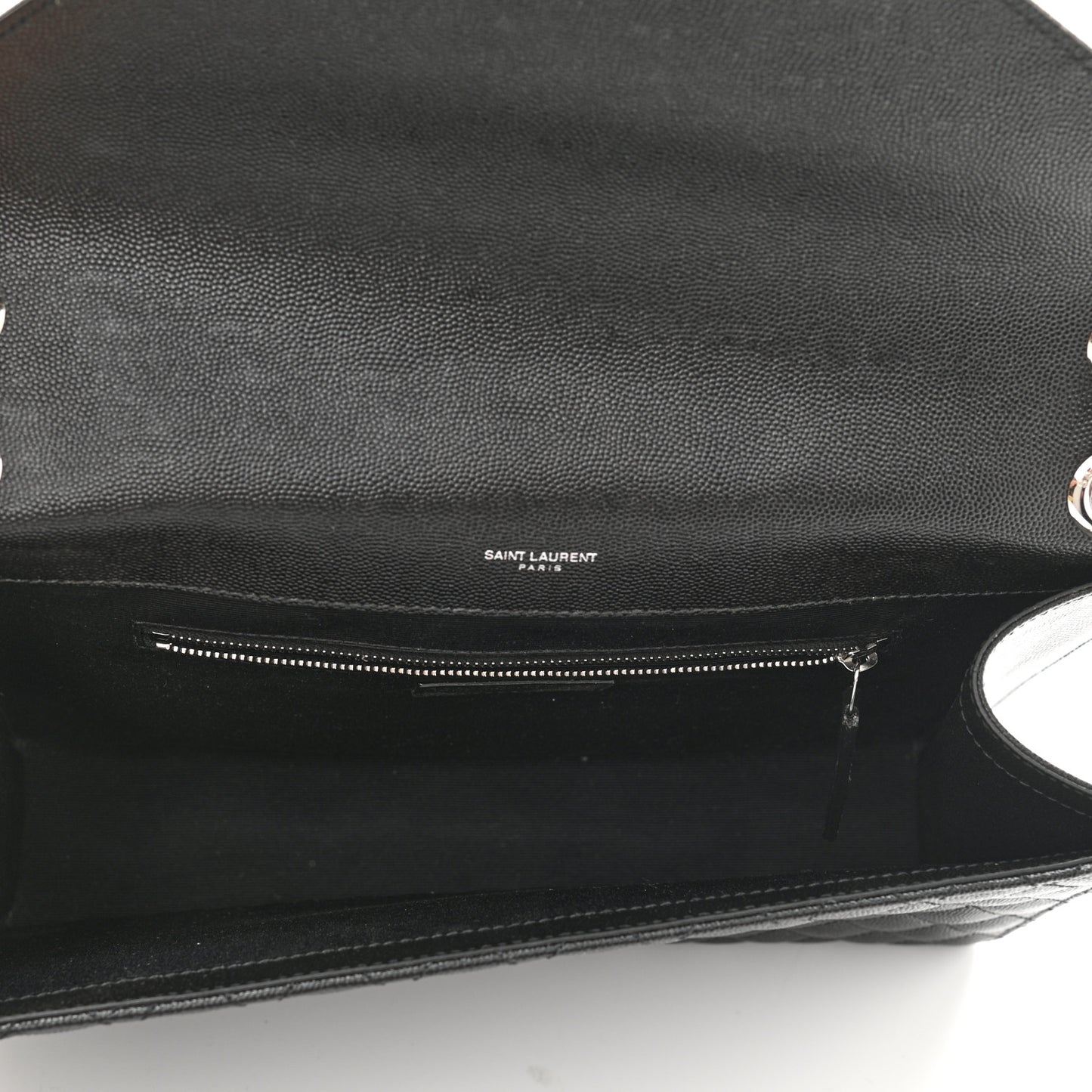 Grain De Poudre Textured Mixed Matelasse Large Triquilt Monogram Satchel Black