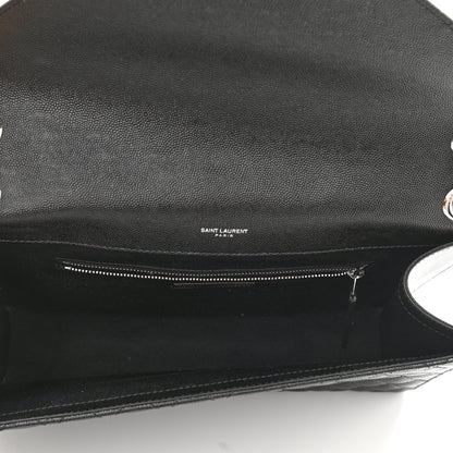 Saint Laurent Grain De Poudre Textured Mixed Matelasse Large Triquilt Monogram Satchel Black 5 of 11