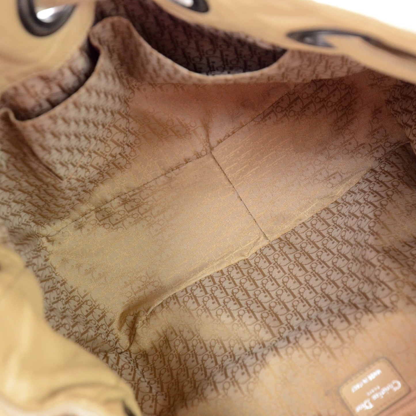 Nylon Cannage Drawstring Tote Champagne