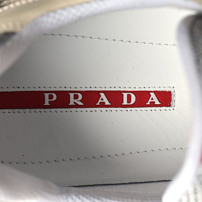 Prada Patent Mens America's Cup Patchwork Sneakers 9 Vanilla Silver 8 of 9