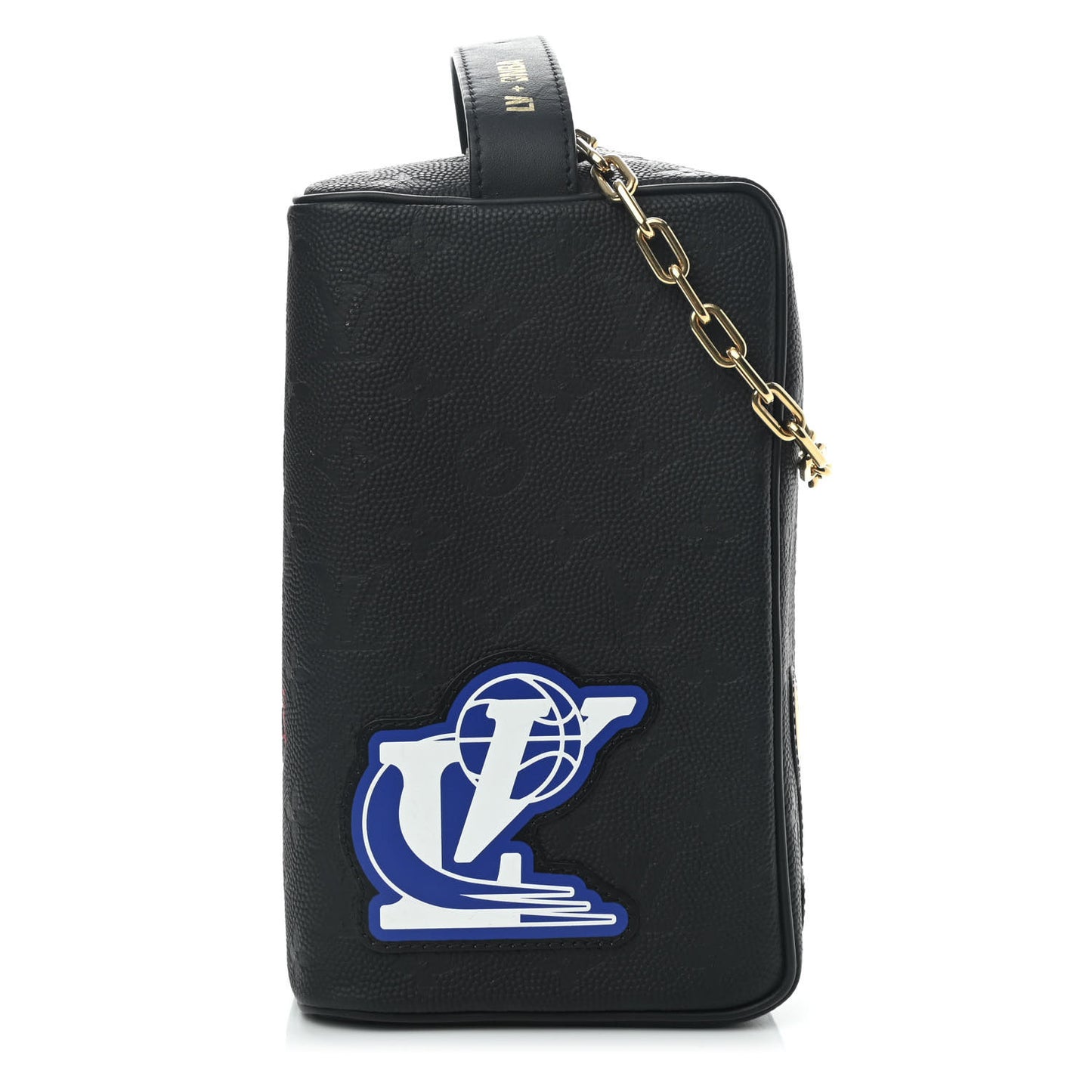 X NBA Calfskin Monogram Embossed Cloakroom Dopp Kit Black